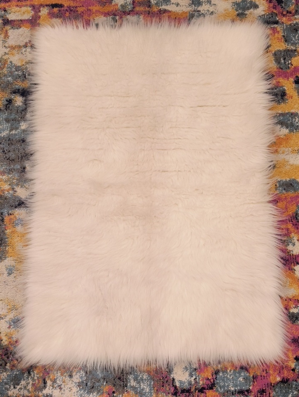 Plush Faux Fur Fuzzy Glam Accent Rug - Soft Cream